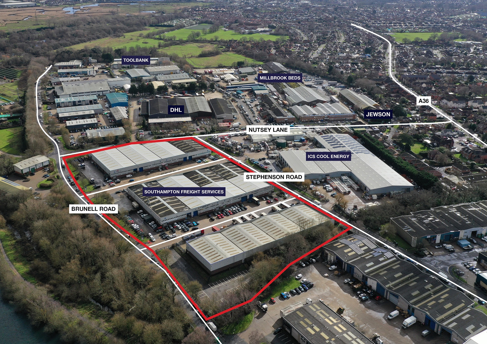 Griffin Industrial Park, Southampton aerial view
